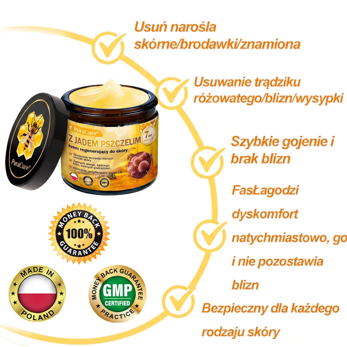 ✨PuraCure® Jad Pszczeli Regeneracja Skóry Krem(👨‍⚕‍CE zatwierdzone)👍✅